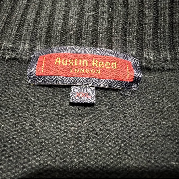 Vintage Austin Reed London Men's Navy Blue Geometric 1/4 Zip Sweater 2XL - Picture 6 of 14